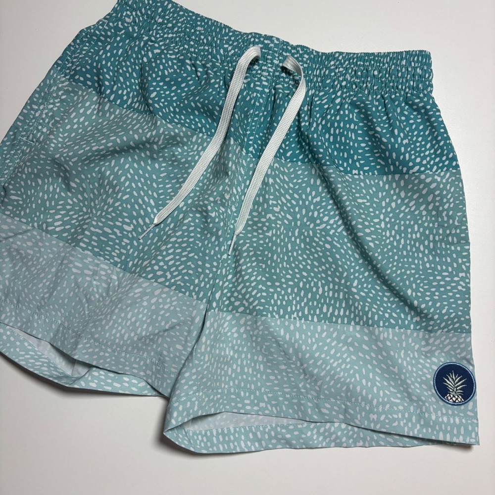 Chubbies Swim Trunks Teal Blue Dot Pattern Mens S 5.5 Inseam Lined Bathing Suit